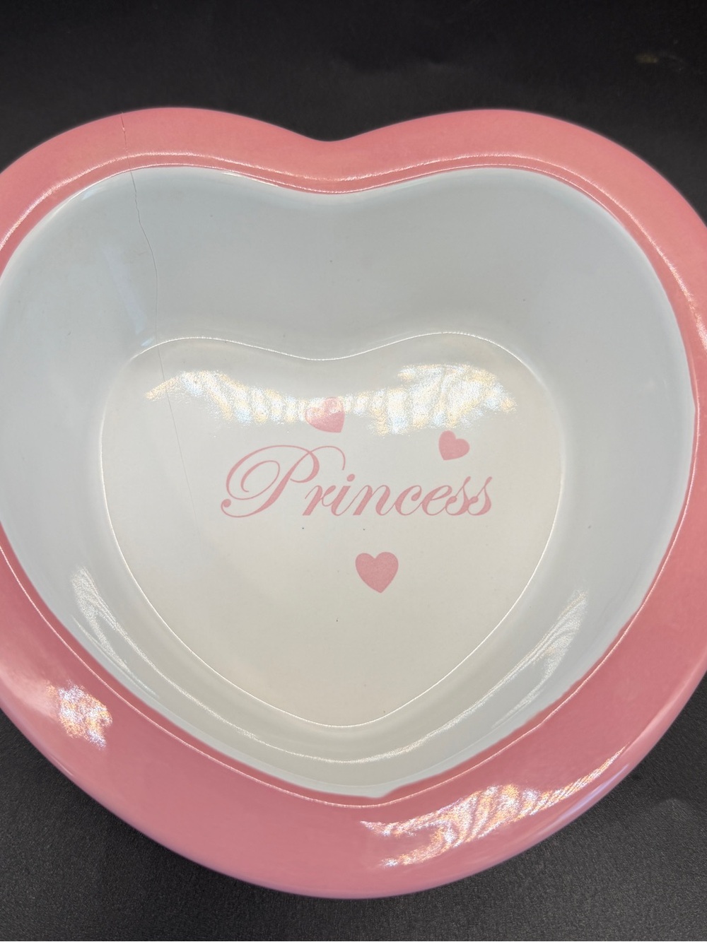Top Paw Heart Shaped Princess Pink Ceramic Dog/Cat Feeding Dish 5.5”x5.25”x1.5”